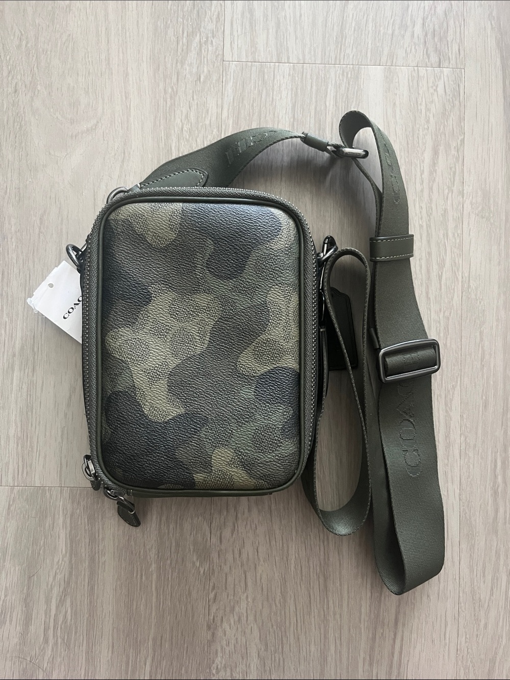 Coach Men's Green Camo Leather Crossbody Belt Bag